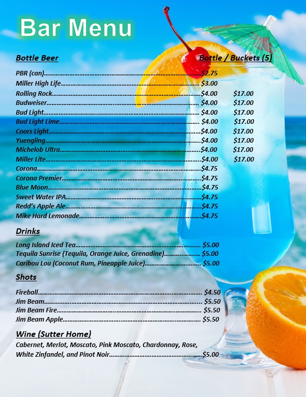Bar Menu